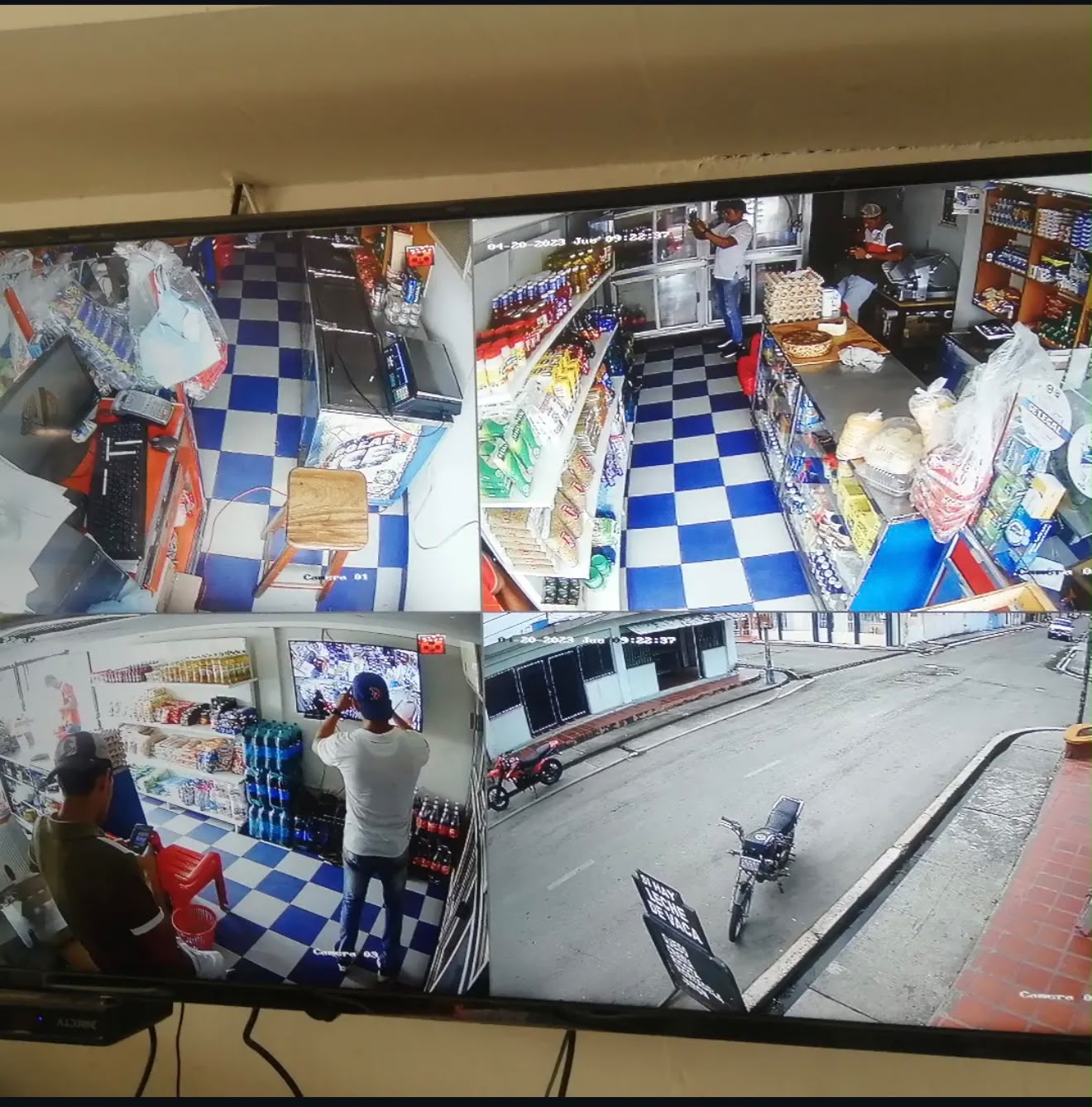 Sistema de 4 cámaras en bodega y tienda de abastos — cobertura total del local